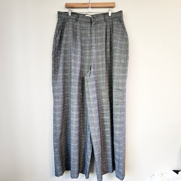 ModCloth Plus Size Wide Leg Plaid High Waist Trouser Pants Women 1X Pockets - Picture 1 of 16